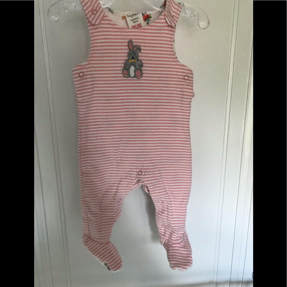 Pink striped footed play suit